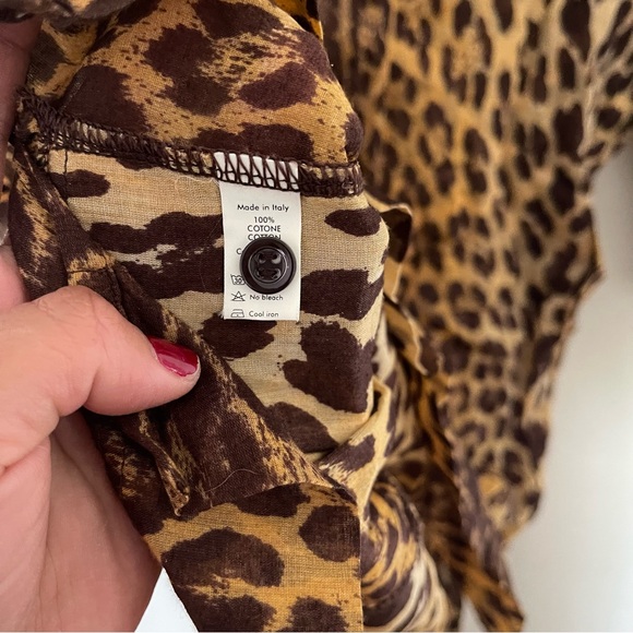 Moschino Brown Leopard Print swim cover up blouse Large - Picture 4 of 8